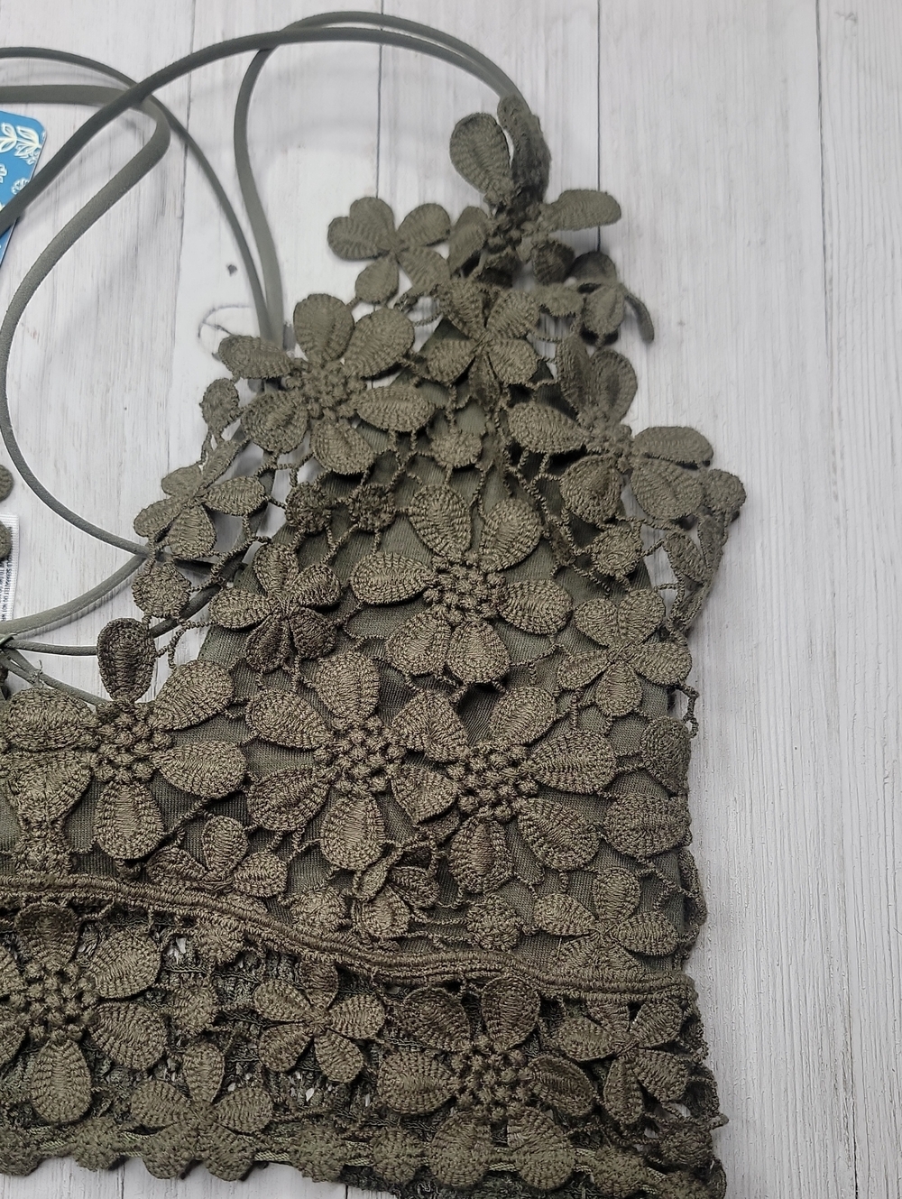 Free People Olive Green Crochet Floral Bralette - Picture 7 of 8